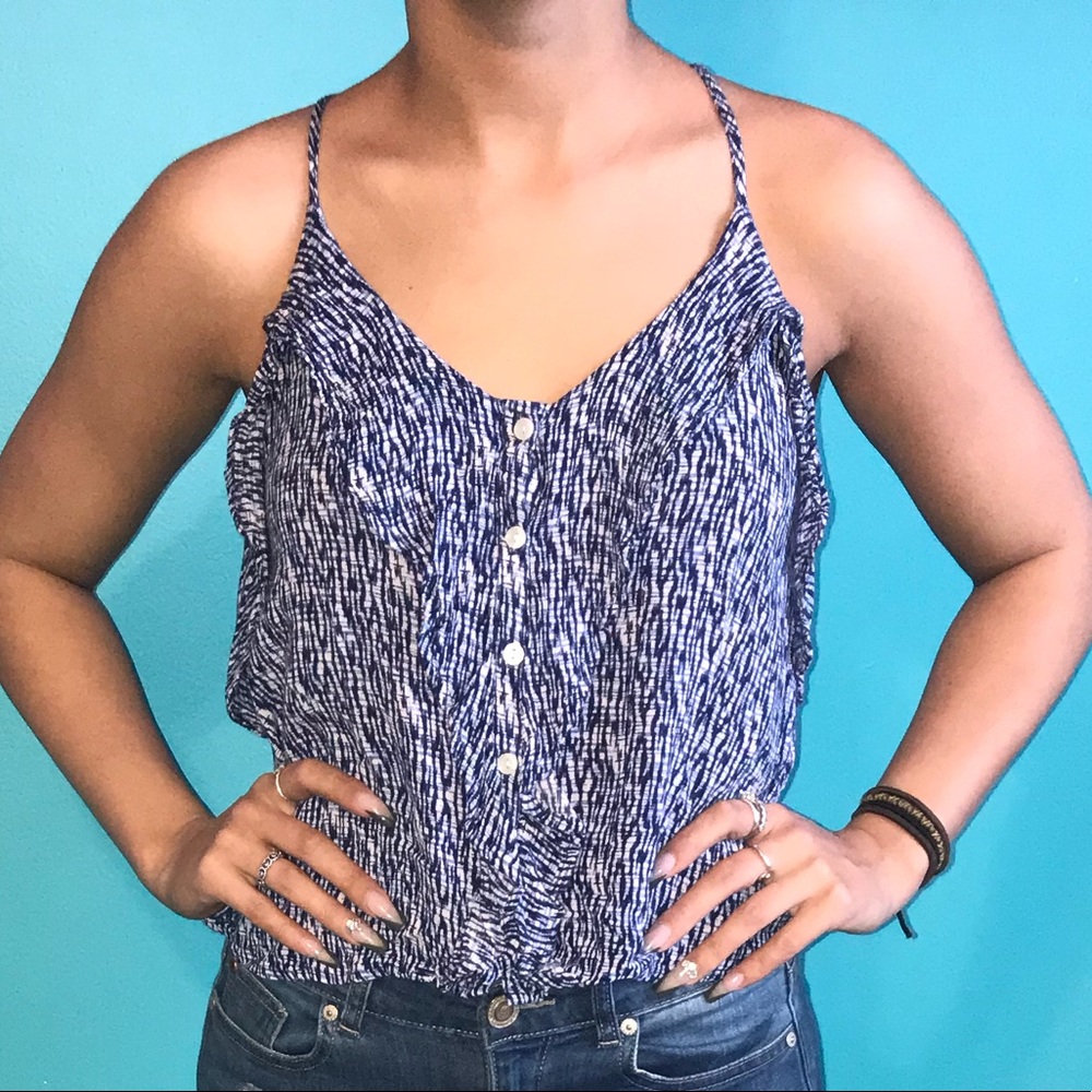 Blue and white tank top